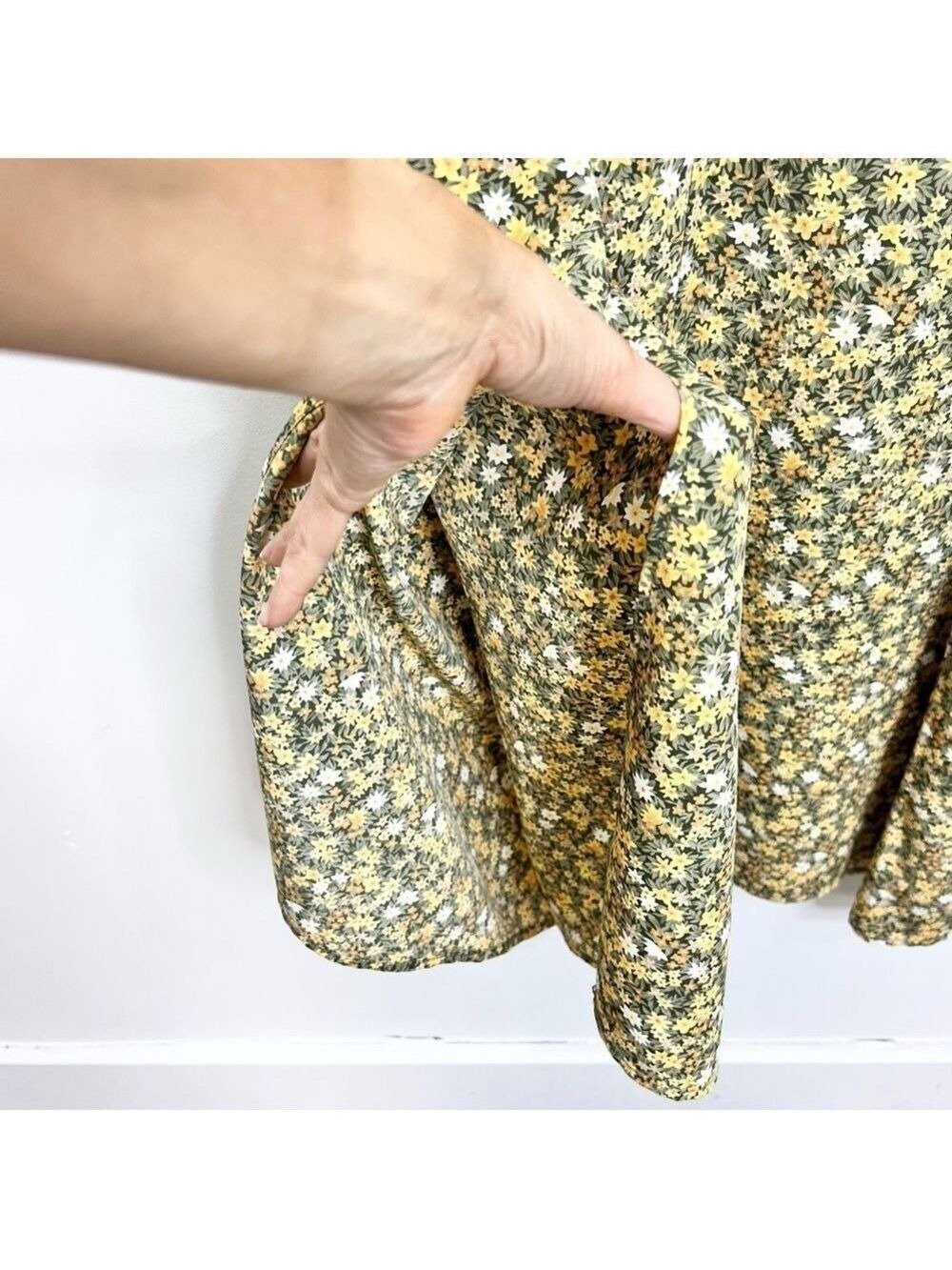 Vintage 90s Canadian made green orange peach floral sleeveless maxi dress 15/16 - Picture 8 of 13